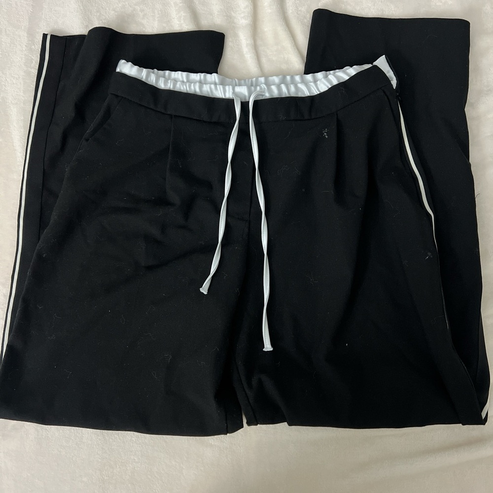 Zara Black Pants with White Waistband